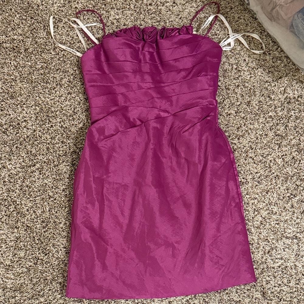 David's Bridal Fuchsia Mini Dress